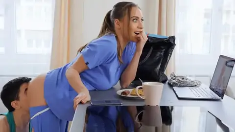 Slutty Nurse Gets Her Phat Inborn Jugs Touched By Her Boyfriend