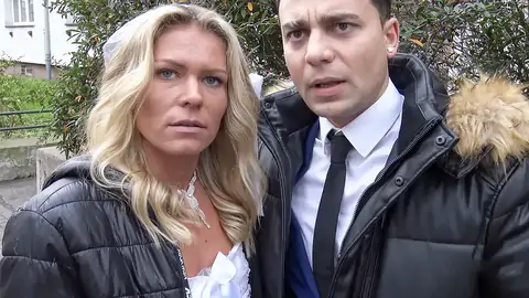 Wearing A Wedding Dress And White Stocking For The Cuck Joy