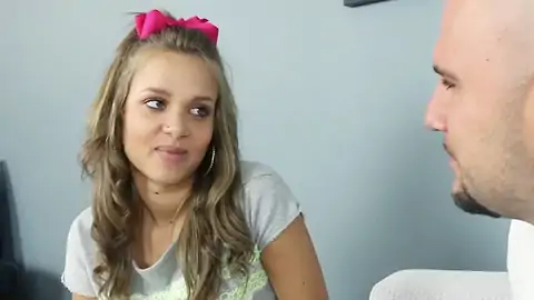 Blondie Teenage With Small Hooters Talking To A Clean-shaven Man